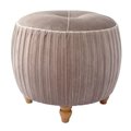 New Pacific Direct New Pacific Direct 1600008-187 Helena Small Round Ottoman Natural Wood Legs; Chamoise 1600008-187